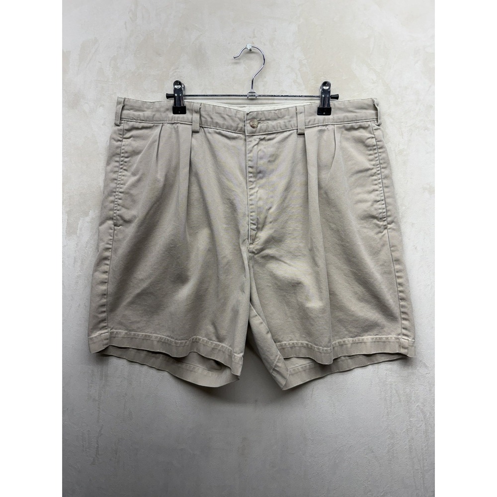 VTG 90s Polo Ralph Lauren Tyler Shorts Mens 34 Beige Pleated Preppy Made in USA